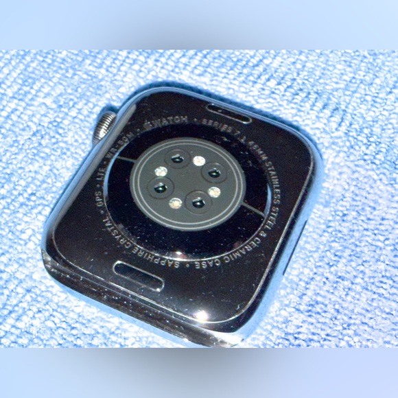 Like New Apple Watch Series 7 Stainless Steel 45 MM with New Abyss Band - Picture 2 of 8